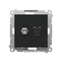 Розетка Simon 55 SAT+RJ TASFRJ45.01/149 черная