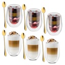6 стаканов для латте THERMAL, длинные ЗОЛОТЫЕ ЛОЖКИ