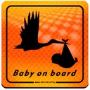 MAGNES ODBLASKOWY BABY ON BOARD DZIECKO ORANGE