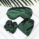 Атласный спальный комплект с повязкой на голову, резинкой и сумкой YEYE Green