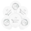 Белые и серебристые латексные ШАРЫ ПЕРВОЕ СВЯТОЕ ПРИЧАСТИЕ IHS