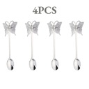 4 шт., новая чайная ложка и вилка «Бабочка», креативная барная посуда из нержавеющей стали