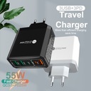 МОЩНОЕ БЫСТРОЕ УНИВЕРСАЛЬНОЕ ЗАРЯДНОЕ УСТРОЙСТВО 55 Вт PD+QC 3.0 USB X 3, USB-C x3