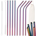 НАБОР МЕТАЛЛИЧЕСКИХ СОЛОМОК ЭКО ТОЛСТЫЕ ТРУБКИ, 8 шт. МНОГОРАЗОВОЕ ОЧИСТИТЕЛЬНОЕ СРЕДСТВО RAINBOW