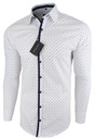 Di Selentino Pánska košeľa - biela s bodkami Bavlna SLIM FIT veľ. 42 / L