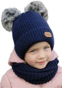 Зимний комплект ШАПКА с шарфом и флисом, темно-синий