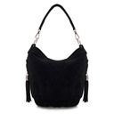 TOREBKA zamszowa worek z frędzelkami CZARNA