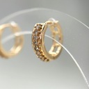 Золотые серьги-кольца с цирконами, позолоченная хирургическая сталь