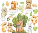 НАСТЕННЫЕ НАКЛЕЙКИ ЛЕСНЫЕ ЖИВОТНЫЕ 100х100см ЛЕС2