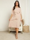 SHEIN БЕЖЕВОЕ ПЛАТЬЕ ДЛЯ БЕРЕМЕННЫХ С ПОЯСОМ L 86948