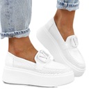 Белые женские туфли, платформа, ажурные мокасины DS23108, размер 38
