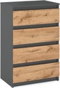 КОМОД С 4 ЯЩИКАМИ МАТОВЫЙ СЕРЫЙ ДУБ ВОТАН
