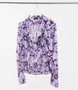 ВЫСОКАЯ ЖЕНСКАЯ РУБАШКА, ФИОЛЕТОВЫЕ ЦВЕТЫ, КЛАССИКА, 40 DUQ
