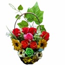 Букет подарочная корзина, Ароматические цветы из мыла