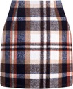 Opálená dámska vlnená kockovaná sukňa s vysokým pásom A Line Bodycon Pencil Fall, XL Dominujúci vzor bez vzoru