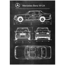 Плакат Mercedes Benz W124 Ретро Патентная Схема