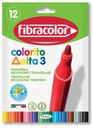 FIBRACOLOR Flamastry pisaki markery szkolne trójkątne Delta 12 kol ZESTAW