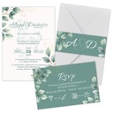 СВАДЕБНОЕ ПРИГЛАШЕНИЕ ДЛЯ RSVP КОНВЕРТ, ЗЕЛЕНАЯ ПОЛОСКА, Z2