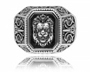 Мужской серебряный перстень-печатка с головой льва. 925 широкий размер 27