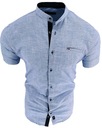 РУБАШКА МУЖСКАЯ, СИНАЯ КОРОТКИЙ РУКАВ, ВОРОТНИК-СТОЙКА С ЗНАКОМ M 39/40