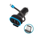 Автомобильное зарядное устройство 2xUSB 3A с кабелем USB-C