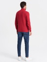 Pánsky pletený sveter s rozopínateľným stojačikom červený V8 OM-SWZS-0105 S Dominujúca farba červená