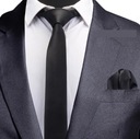Мужской однотонный черный галстук + черный нагрудный платок