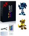 Lampka nocna LED 3D SONIC hologram 2xpanele ŚWIATŁO LED DEKORACJA USB PILOT