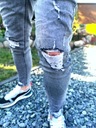 Spodnie męskie jeansowe szare dziury slim MS 32 Fason rurki