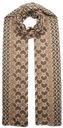 ШАРФ ЖЕНСКИЙ ВЕСЕННИЙ, узор ацтекский принт, бежевый