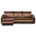 HEWLET угловой диван, функция СПАТЬ, КОРИЧНЕВЫЙ + КАПУЧИНО