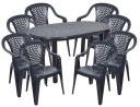 НАБОР 8+1 БОЛЬШИХ СТОЛ-СТУЛЬЕВ ПЛАСТИКОВЫЙ САДОВЫЙ ГРАФИТ