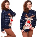 ТЕМНО-СИНИЙ РОЖДЕСТВЕНСКИЙ ДЖЕМПЕР С ОЛЕНЬИМ НОСОМ С ПОМПОНОМ M