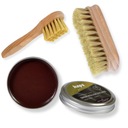 ТЕМНО-КОРИЧНЕВЫЙ ВАК ДЛЯ ОБУВИ С ВОСКОМ, ЩЕТКА ДЛЯ НАНЕСЕНИЯ КРЕМА, КОРИЧНЕВЫЙ