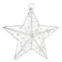 WISZĄCA OZDOBA SREBRNA GWIAZDA LED 20CM