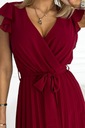 POLINA Plisované šaty s volánikmi BORDOVÁ XL Dominujúca farba červená