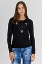 GUESS Czarny sweterek damski z wyszywanym logo M Rodzaj bez kaptura wkładane przez głowę