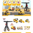 Освітня іграшка для хлопчика Дерев'яний будівельний майданчик Рухомий кран Транспортні засоби замовити в Україні