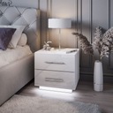 Nočný stolík LINA LUX biely s doskou v lesku LED úchytky chróm Šírka nábytku 45 cm
