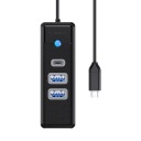 Orico Hub, чёрный, USB-C на 2x USB-A 3.1 + USB-C, кабель 15 см, 5 Гбит/с