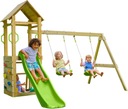 ИГРОВАЯ ПЛОЩАДКА ДЕРЕВЯННЫЙ ДОМ ГОРКА 2 КАЧЕЛИ Песочница БАШНЯ СТЕНА