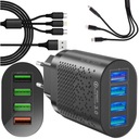 СЕТЕВОЕ ЗАРЯДНОЕ УСТРОЙСТВО QC3.0 РАЗЪЕМ ПИТАНИЯ 4xUSB КАБЕЛЬ 3в1 ДЛИНА 1,2М БЫСТРЫЙ