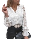 Элегантная блузка с кружевными рукавами, рубашка с рюшами на манжетах.