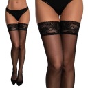 Черные 40DEN простые чулки SINGLE супер кружево M
