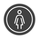 Информационная наклейка ЖЕНСКИЙ ТУАЛЕТ женский унитаз, круглый, 12 см