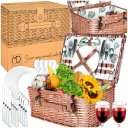 КОРЗИНКА ДЛЯ ПИКНИКА НАБОР ДЛЯ ПИКНИКА С ОБОРУДОВАНИЕМ СТОЛОВЫЕ ПРИБОРЫ ДЛЯ 4 ЧЕЛОВЕК В ПОДАРОК