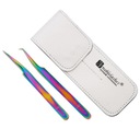 Пинцет Rainbow + белый футляр Noble Lashes