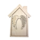 КАРКАСНЫЙ домик, фанера, деревянная створка макраме, 20х28см, 1 шт.