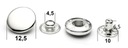 Застежка, кнопки, металлические кнопки из нержавеющей стали 12,5 мм.