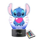 Lampka Nocna Z Nadrukiem Bajka Lilo i Stich Serce Twój Grawer Imię 3D LED